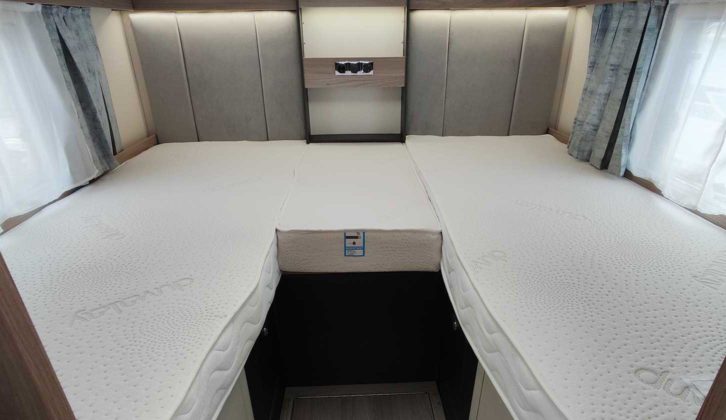 Single beds at rear of van