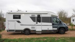 Side on view of motorhome