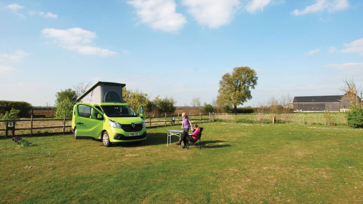 Campervan pitched up