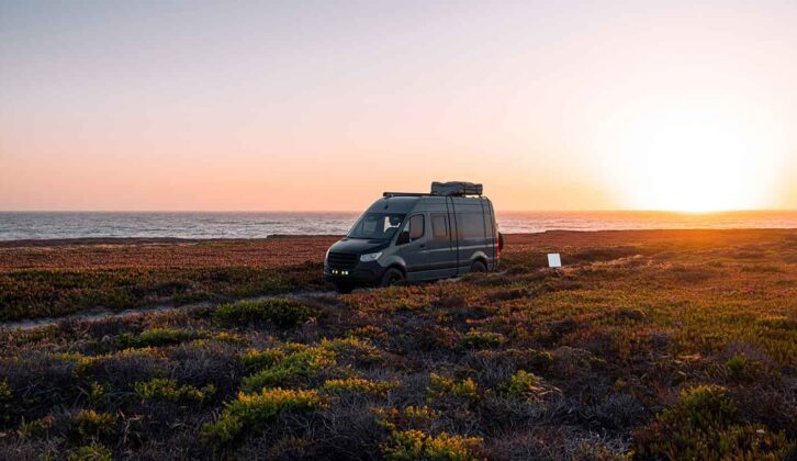 Motorhome with a sunset