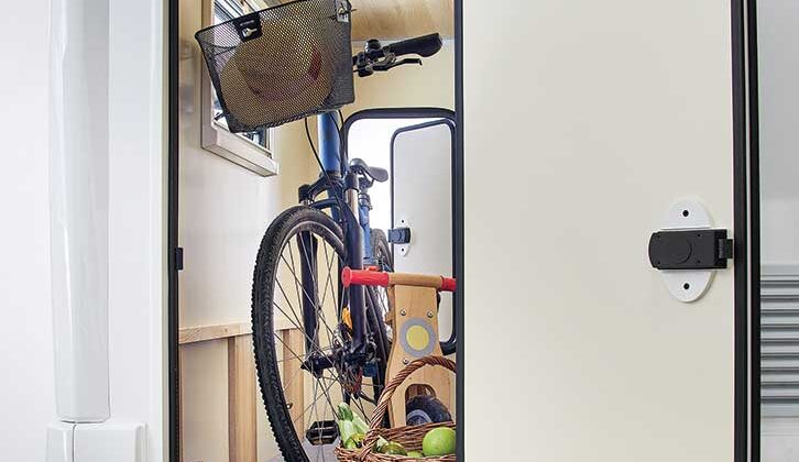 Storage area with bike inside