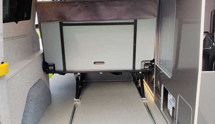 Storage space after rolling bench seat forward
