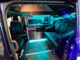 Interior of Motion R campervan with blue light