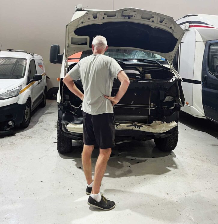 Campervan at the repair garage