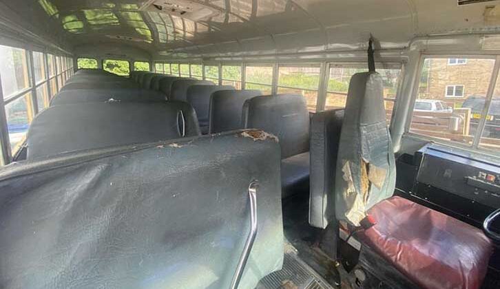 Interior of bus before conversion