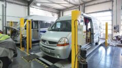 A 'van being examined at a dealership
