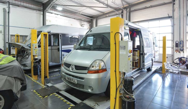 A 'van being examined at a dealership