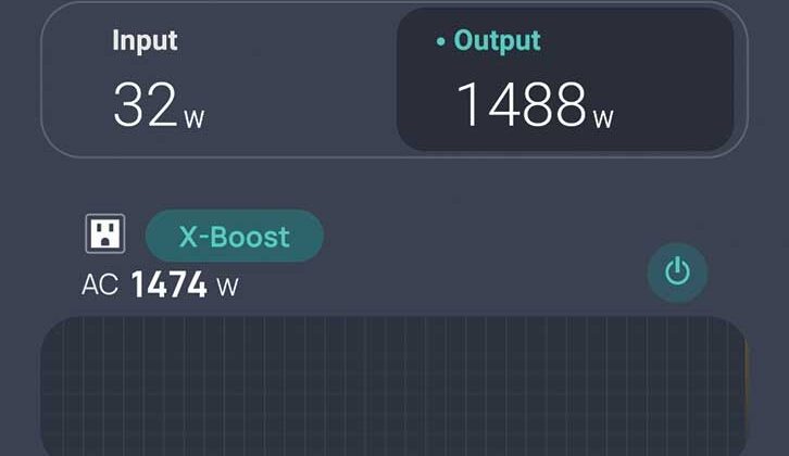 The powerbank output and input on the app