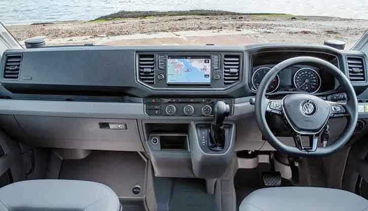 The cab of a VW Crafter