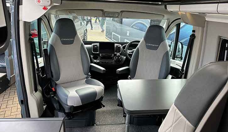 The cab seats swivelled round in the Swift Carrera Pop Top 244