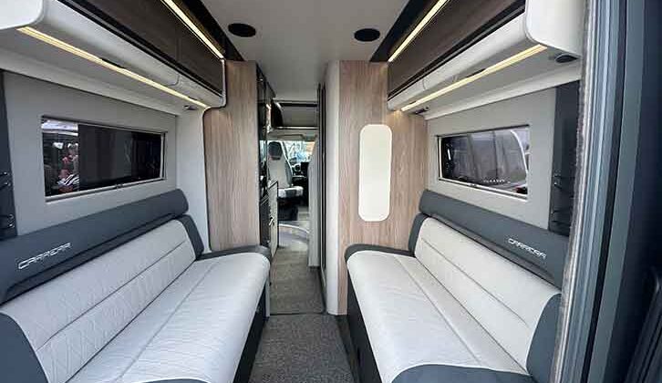 The parallel seating in the Swift Carrera Pop Top 244