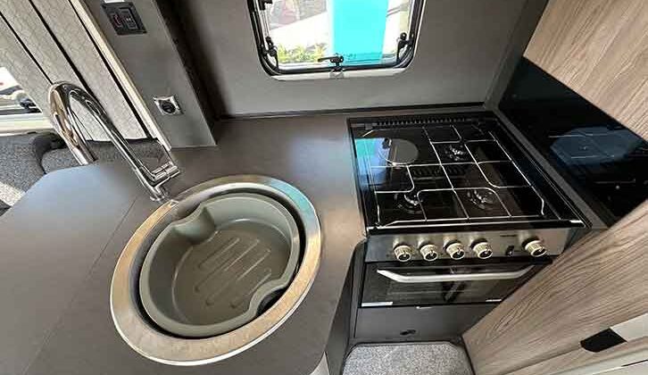 The kitchen in the Swift Voyager 510