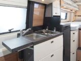 The kitchen with its hob, sink and worktop