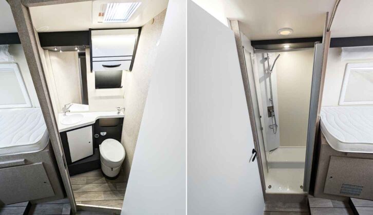The washroom and shower in the McLouis Fusion 373