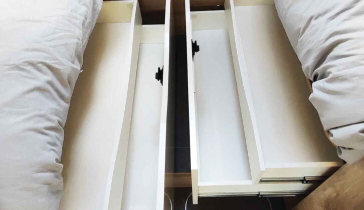 The drawer space beneath the singles