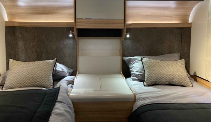 The fixed single beds in the Bailey Adamo XL-T
