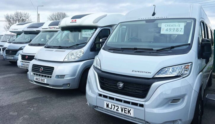 Vans on a dealer forecourt