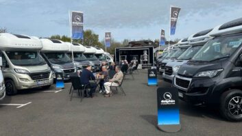 Attendees at a Dolphin Motorhomes promotional event