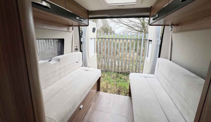 The rear settees in the Autocruise 'van