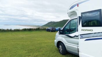 The Bailey parked up at Rhossili Bay
