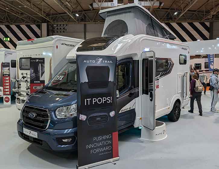 An Excel motorhome with a pop-top roof