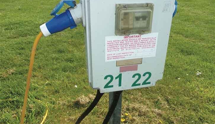 Electric hook-up with mains cable connected