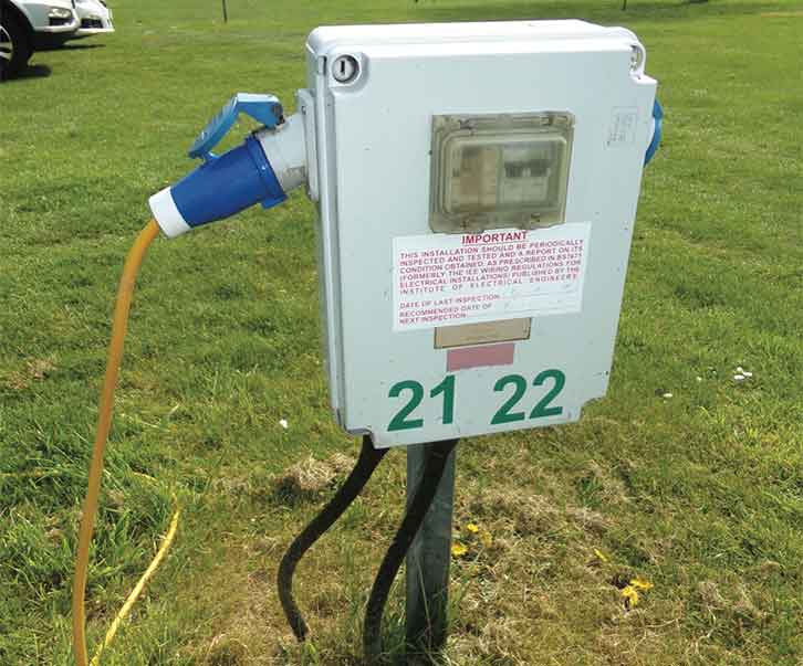 Electric hook-up with mains cable connected