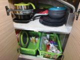 The tidied cupboards