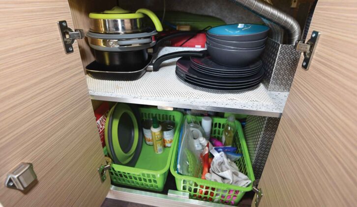 The tidied cupboards