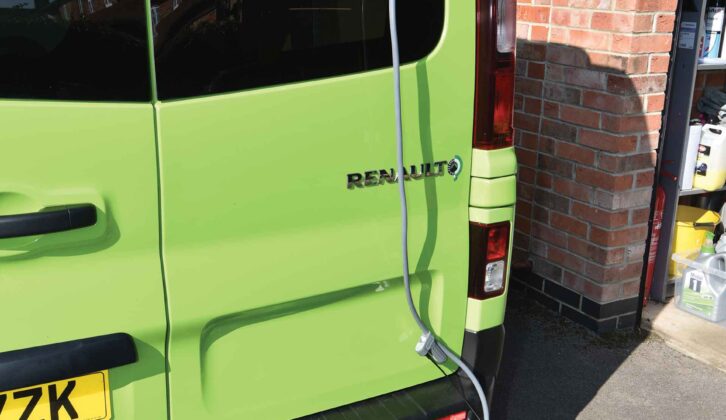 This shower and bucket system from Colapz at the rear of the van