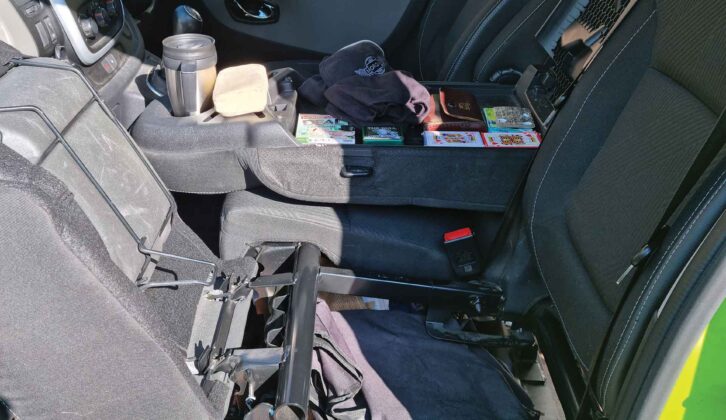 Storage beneath a campervan's seat