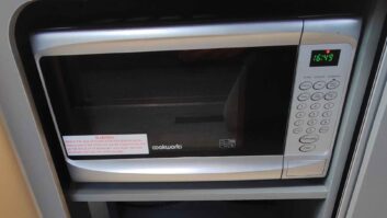 A microwave in a campervan