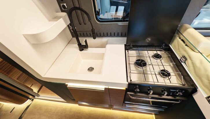 The kitchen area
