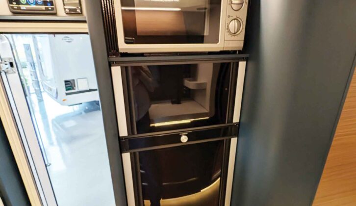 The microwave and fridge