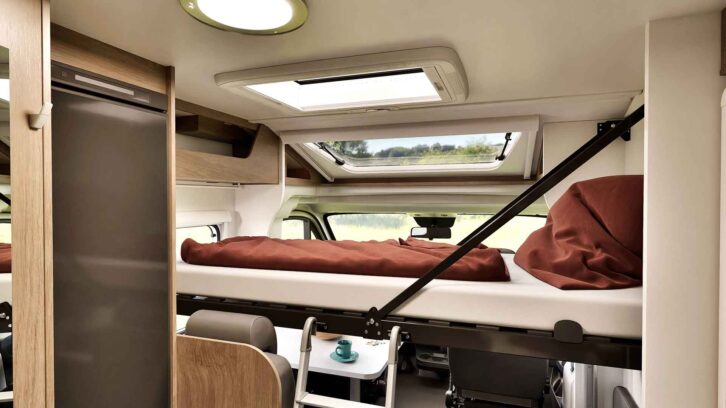The bed folded down from the wall in the V347