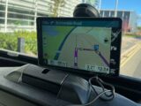 A sat nav in the cabin of a motorhome