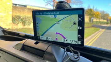 A Garmin Camper 1095 in a motorhome's cabin