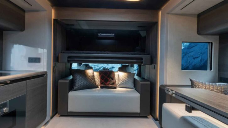 A sofa in the Brabus' lounge