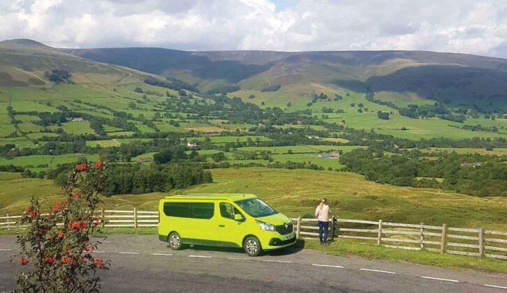 A campervan pulled over on the side of the road