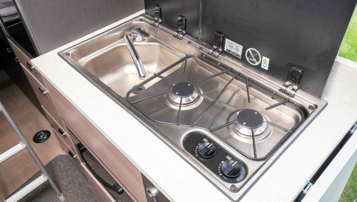 The two-burner gas-only hob in the Swift Trekker X