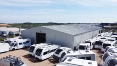 Vehicles on the forecourt at Granthams Caravans