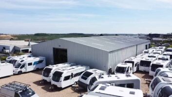 Vehicles on the forecourt at Granthams Caravans
