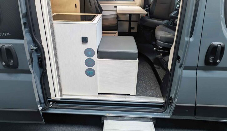 The pull-out cushioned stool