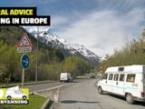 A campervan on the road in Europe