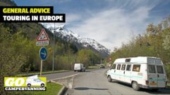 A campervan on the road in Europe