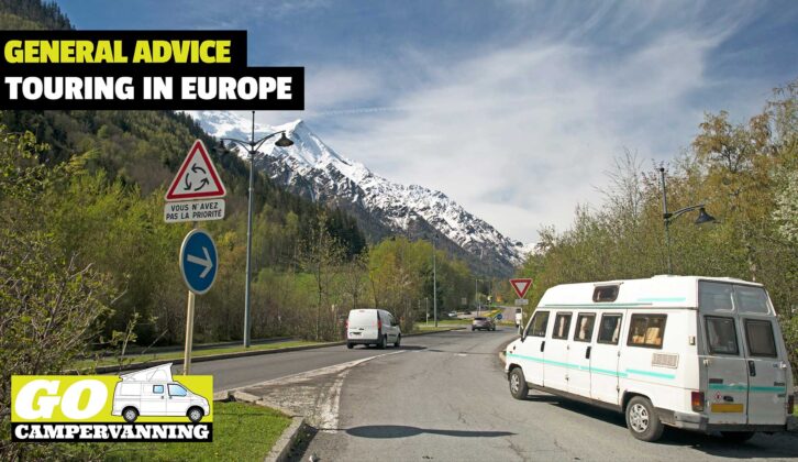 A campervan on the road in Europe
