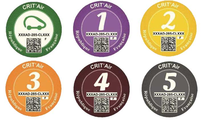 Types of Crit'Air stickers