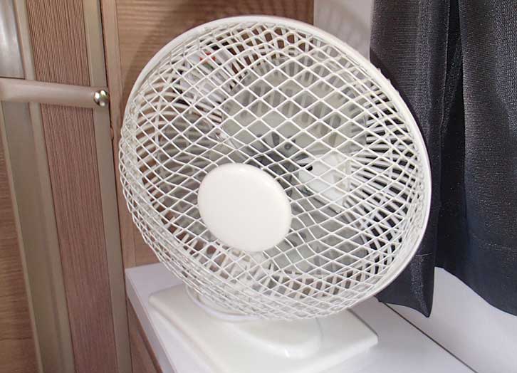 A fan in a campervan