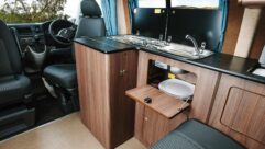 The well-equipped galley kitchen in the Birchover