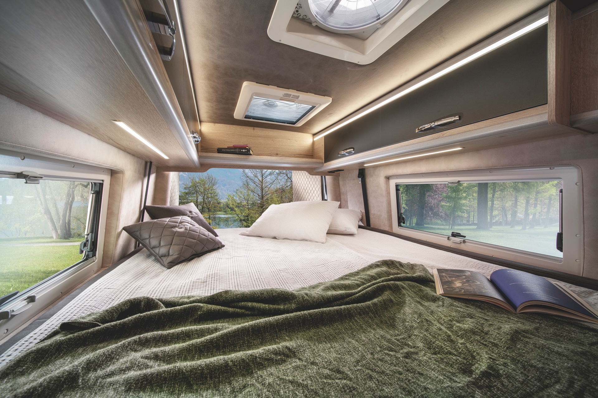 The bed of a MegaMobil campervan 